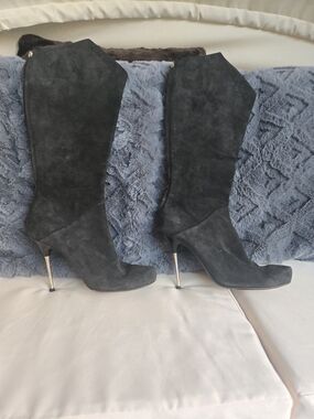 Giuseppe Zanotti Black Suede Knee-High Stiletto Boots